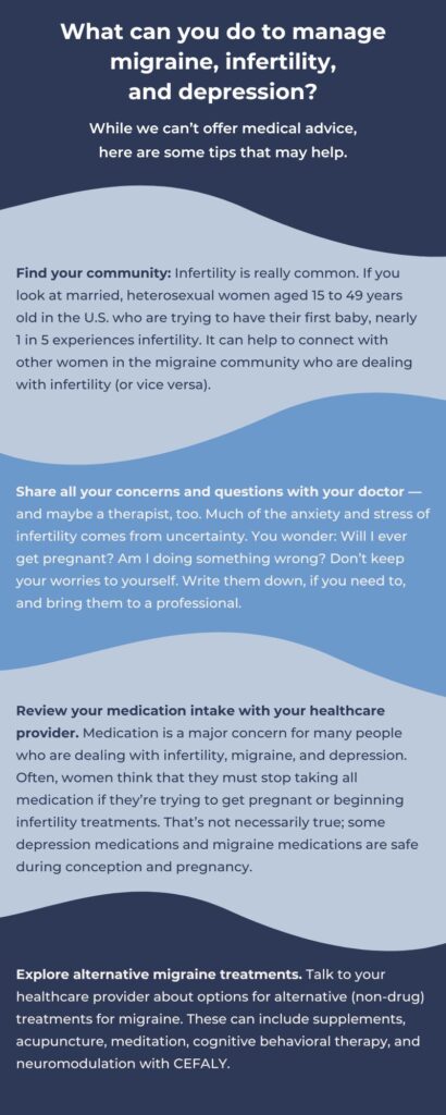 What can you do to manage migraines, infertility, and depression?