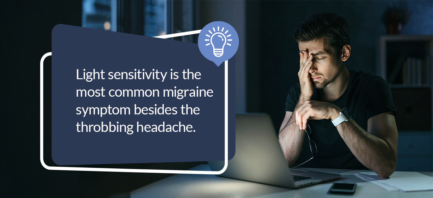 Is light sensitivity a symptom of migraine headaches or a cause?