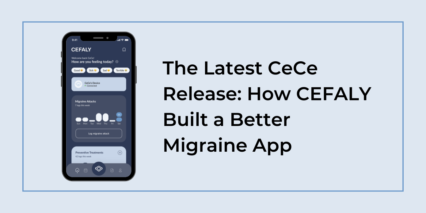 Screen image of the CeCe migraine app
